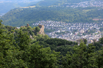 Fototapeta premium View of Bad Salzig from the Rheinsteig track in Kamp-Bornhofen - Hesse - Germany