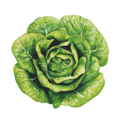 Fototapeta premium Fresh green lettuce heads with crisp leaves, showcasing vibrant textures and intricate details. This captures essence of healthy produce, perfect for culinary themes