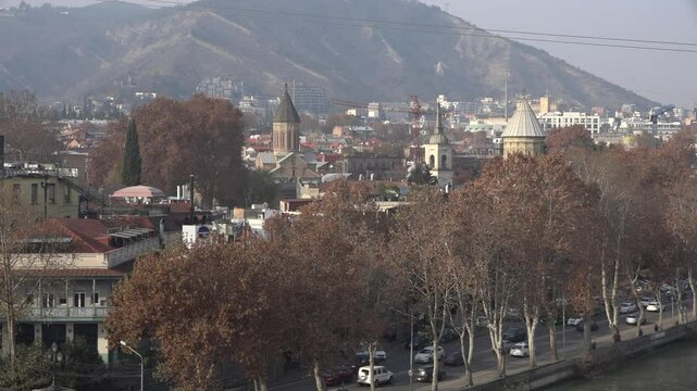 Landscape and symbols of Tbilisi, the capital of Georgia 