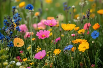 Vibrant Wildflower Meadow in Summer Bloom 
