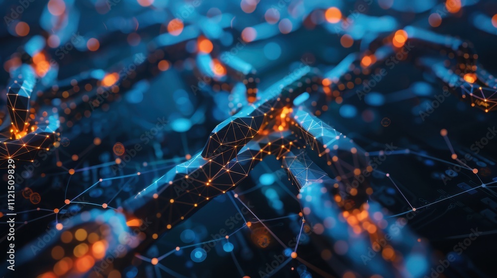 Poster abstract digital network connection showing glowing hands