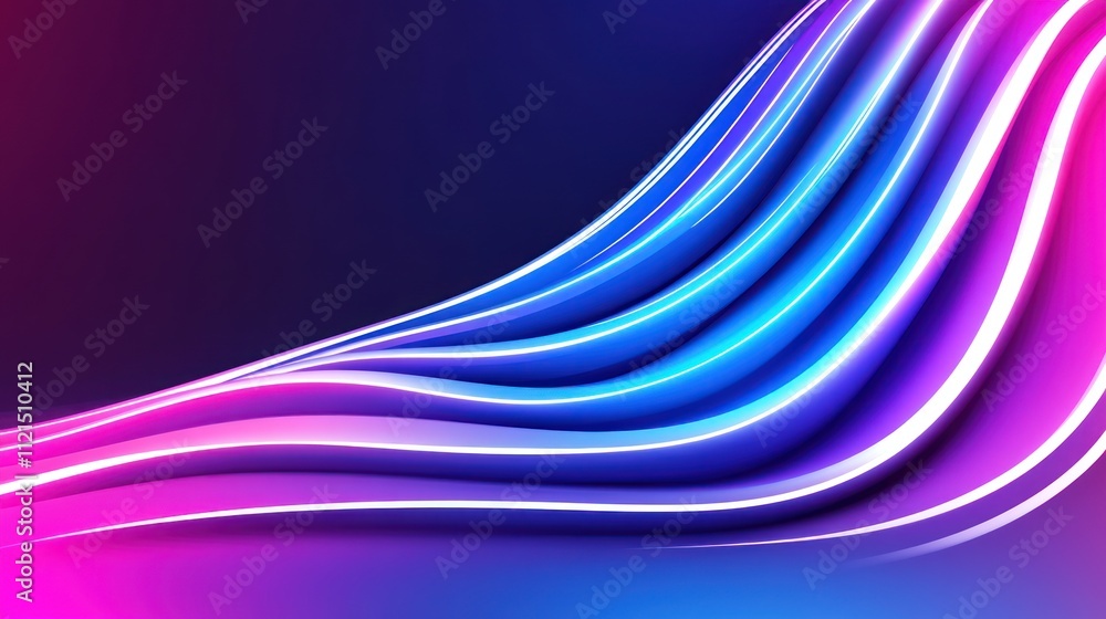 Poster abstract colorful waves with glowing lines on a dark background.