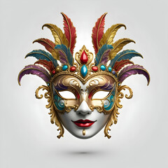 Ornate colorful venetian mask isolated on the blank background