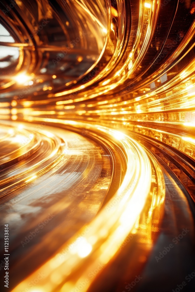 Poster mesmerizing amber waves of light: a journey through luminous curves