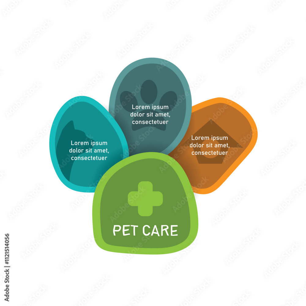 Poster design template infographic with 3 step and paw animal concept