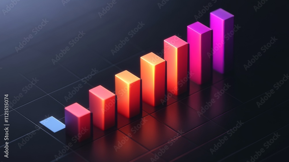 Aufkleber colorful bar graph representing growth and progress in business