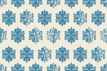 Ikat floral design embroidary seamless pattern on background vector illustration.Ikat ethnic oriental embroidery traditional.Indian Ikat pattern Aztec style abstract.design for texture,fabric,clothing