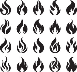 Fire Collection Vector trace black an white