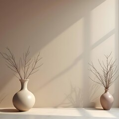 Earthy Toned Vase Background: Modern, Grainy, Soft Light