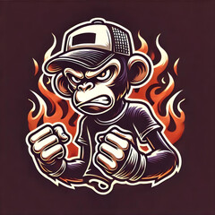 monkey with fire background