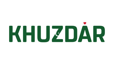 I Love Khuzdar, Typographic Design of I Love Khuzdar with a flag of PAKISTAN on a white background, Khuzdar city of PAKISTAN with heart, Khuzdar, I love Pakistan