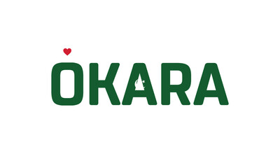 I Love Okara, Typographic Design of I Love Okara with a flag of PAKISTAN on a white background, Okara city of PAKISTAN with heart, Okara, I love Pakistan