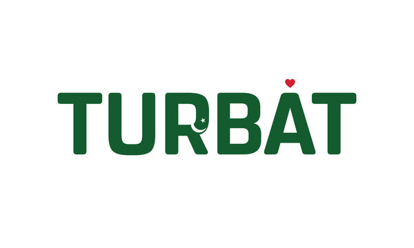 I Love Turbat, Typographic Design of I Love Turbat with a flag of PAKISTAN on a white background, Turbat city of PAKISTAN with heart, Turbat, I love Pakistan