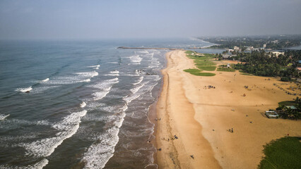 The aerial view of south coast in Sri Lanka