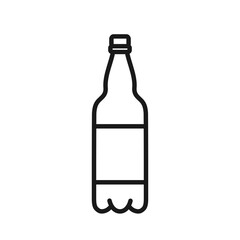 Big plastic beer bottle outline icon isolated on white background. Editable stroke. Brewery product in a disposable recyclable packaging. For web page, logo, mobile app. Vector illustration