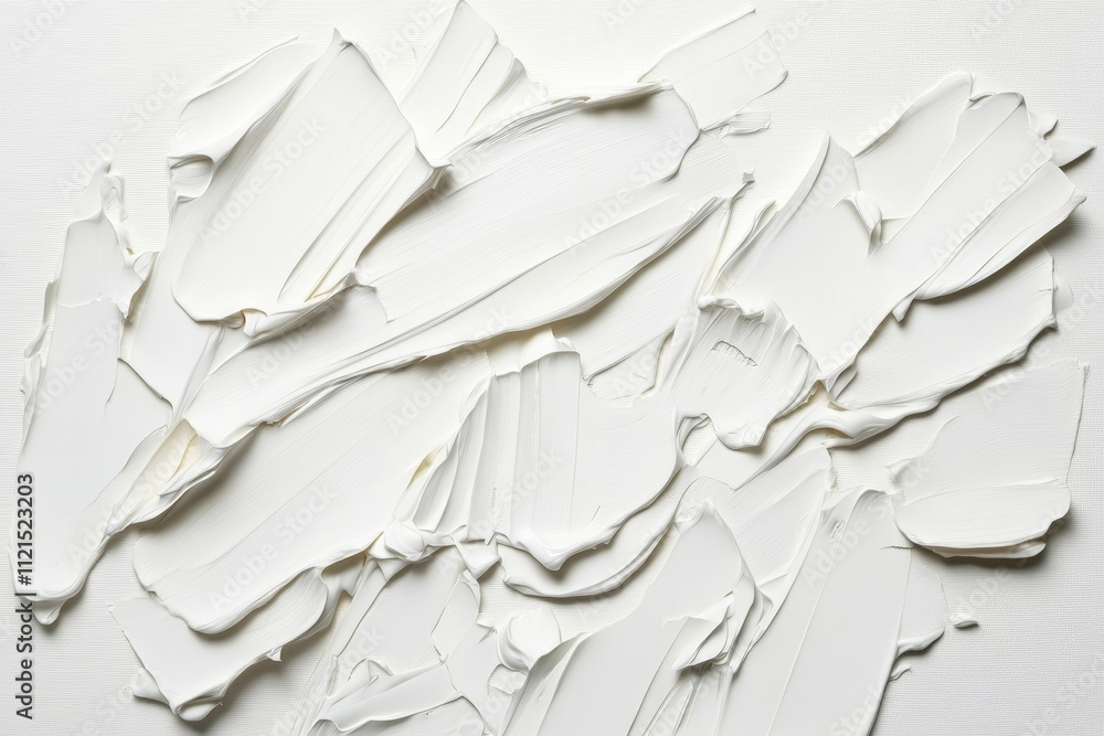 Poster textural layers of white paint create an abstract artwork, showcasing the beauty of artistic express