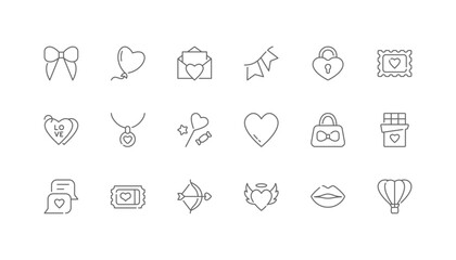 Happy Valentine’s Day | Set of line icons with editable stroke