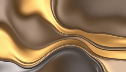 Abstract Gold and Brown Wavy Silk Design