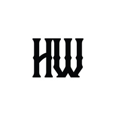 HW monogram logo design letter text name symbol monochrome logotype alphabet character simple logo