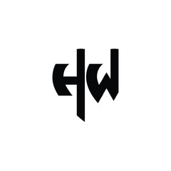 HW monogram logo design letter text name symbol monochrome logotype alphabet character simple logo