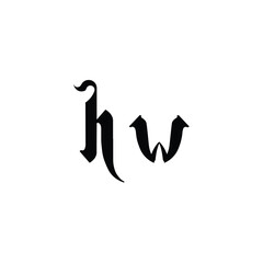 HW monogram logo design letter text name symbol monochrome logotype alphabet character simple logo