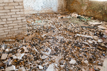 Abandoned Space Filled with Forgotten Materials and Debris