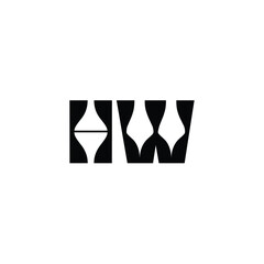 HW monogram logo design letter text name symbol monochrome logotype alphabet character simple logo