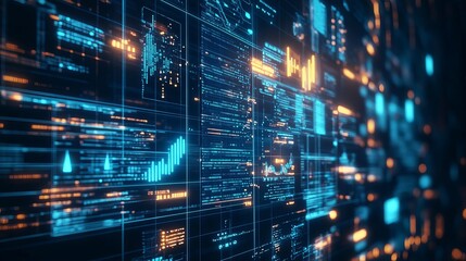 Big data science analysis and business technology concept on virtual screen with data visualization and graphs