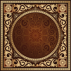 Golden ornate decorative vintage blank card