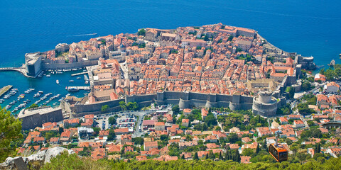 Naklejka premium THE MEDIEVAL DUBROVNIK CITY Mountain view from Mount Srd - South