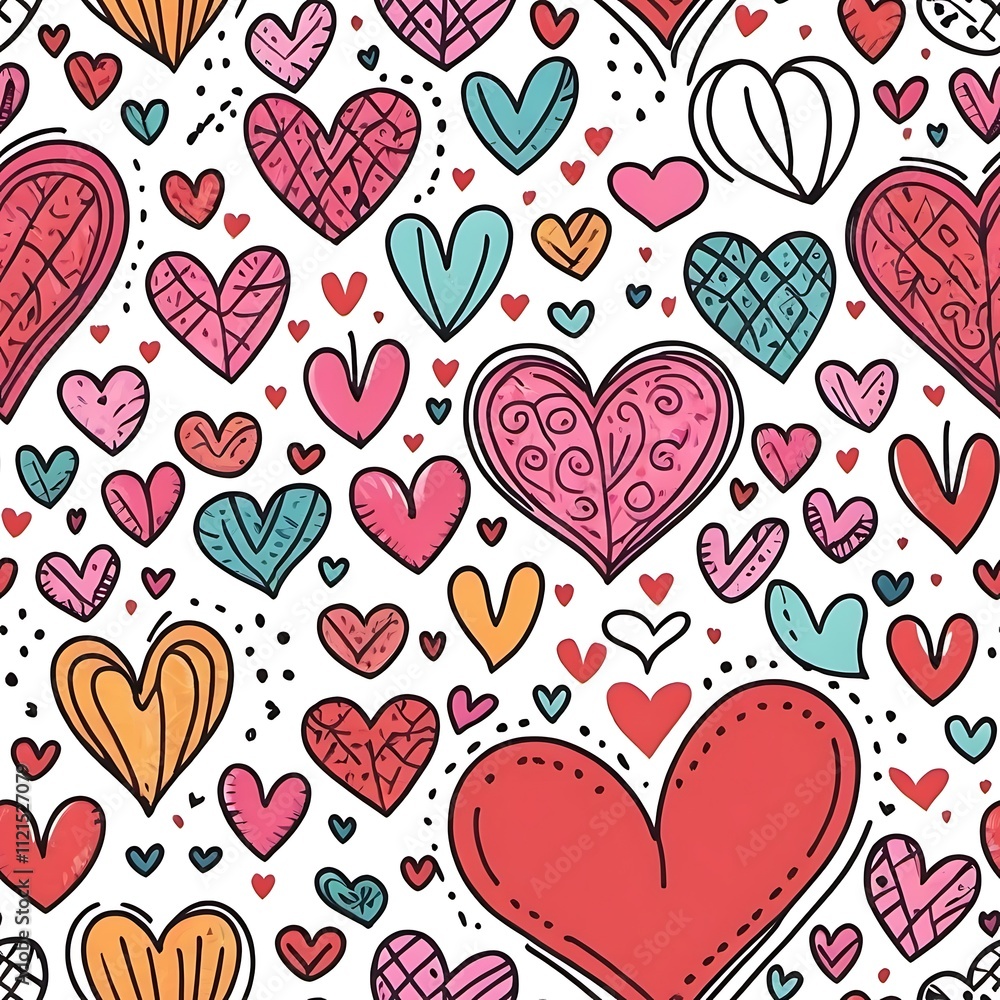 Aufkleber colorful hearts seamless pattern: this charming and vibrant pattern features an array of colorful he
