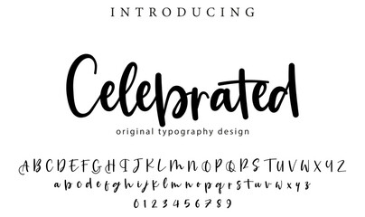 Celebrated Font Stylish brush painted an uppercase vector letters, alphabet, typeface