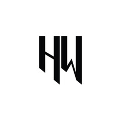 HW monogram logo design letter text name symbol monochrome logotype alphabet character simple logo