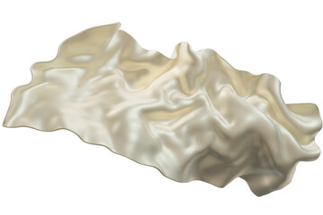 3D rendered illustration of flowing cloth in a soft cream white color, showcasing elegant drapery with an aesthetic appeal