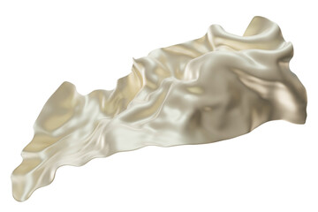 3D rendered illustration of flowing cloth in a soft cream white color, showcasing elegant drapery with an aesthetic appeal