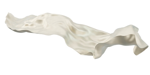 3D rendered illustration of flowing cloth in a soft cream white color, showcasing elegant drapery with an aesthetic appeal