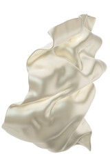 3D rendered illustration of flowing cloth in a soft cream white color, showcasing elegant drapery with an aesthetic appeal