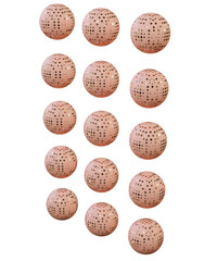 Spheres with perforated surface pattern abstract