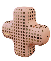 Pink perforated abstract cross 3d render