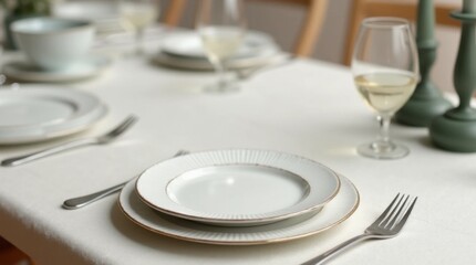 Minimalist Dining Table Setup with Elegant Plates and Cutlery