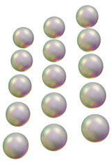 Collection of 3D Iridescent Pearl Spheres
