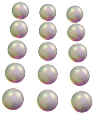 Collection of 3D Iridescent Pearl Spheres