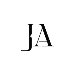 JA monogram logo design letter text name symbol monochrome logotype alphabet character simple logo