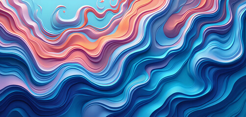 an abstract art with colorful waves of different colors. Abstract background