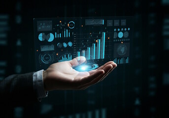 Fototapeta premium hand pushing a button on the touch screen interface