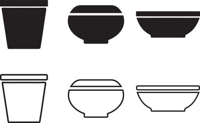 flower pots vector icon set. Black and white illustration of a potted. flat design vector illustration isolated on white background.