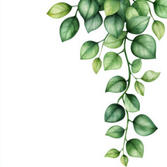 Obraz premium watercolor flowing vine of trailing jade with succulent leaves creates serene atmosphere, perfect for adding touch of nature to any space