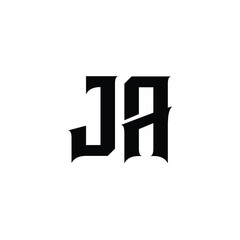 JA monogram logo design letter text name symbol monochrome logotype alphabet character simple logo