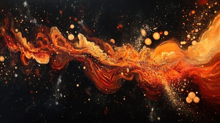 A mesmerizing cascade of fire sparks and glowing particles set against a jet-black background, radiating warmth and intensity