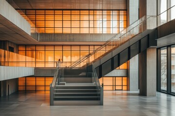 Obraz premium Modern Interior with Dramatic Lighting and Architectural Details